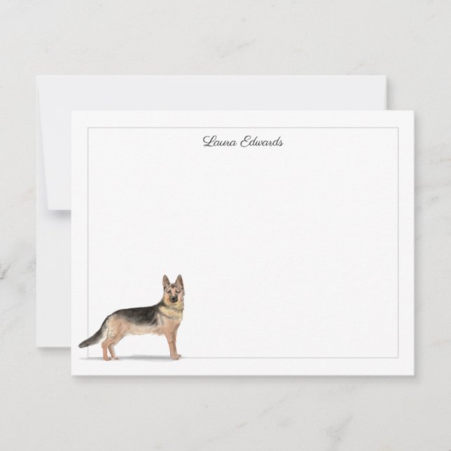 German Shepherd Dog Grey Border Personalised Card (Front)