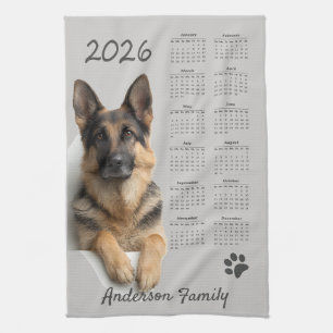 German Shepherd Dog GSD 2026 Calendar Tea Towel