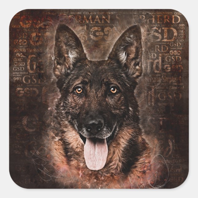 German Shepherd Dog - GSD Square Sticker (Front)