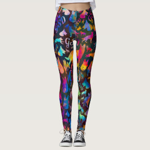 German Shepherd Dog GSD -Watercolor Silhouettes Leggings