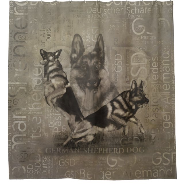 German Shepherd Dog - GSD Word Art Shower Curtain (Front)