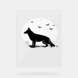 German Shepherd Dog – Halloween Moon Silhouette Cl Acrylic Sign