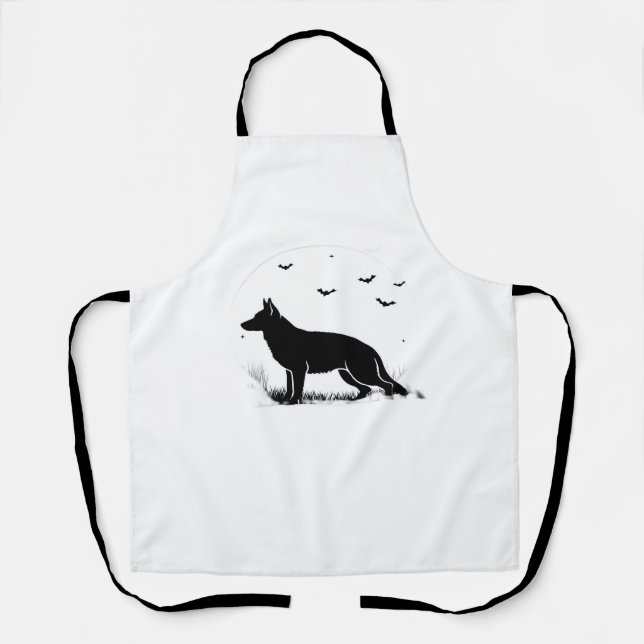 German Shepherd Dog – Halloween Moon Silhouette Cl Apron (Front)