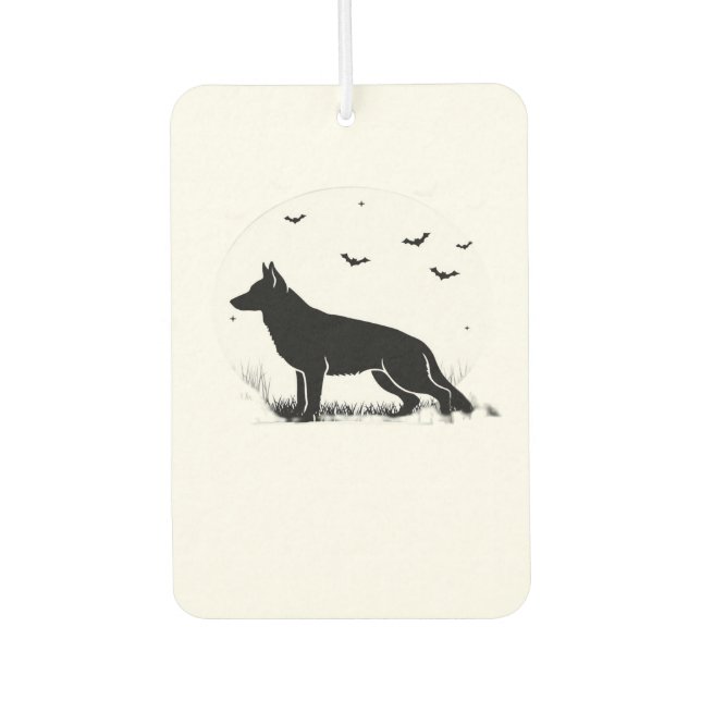German Shepherd Dog � Halloween Moon Silhouette Cl Car Air Freshener (Front)