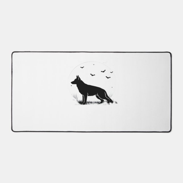German Shepherd Dog – Halloween Moon Silhouette Cl Desk Mat (Front)