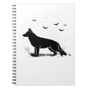 German Shepherd Dog � Halloween Moon Silhouette Cl Notebook