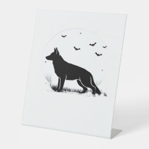 German Shepherd Dog – Halloween Moon Silhouette Cl Pedestal Sign