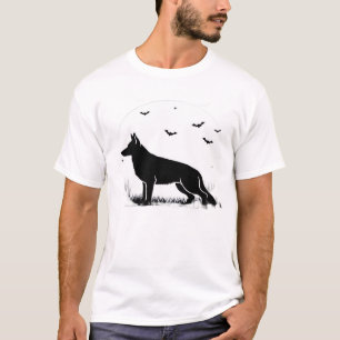 German Shepherd Dog � Halloween Moon Silhouette Cl T-Shirt