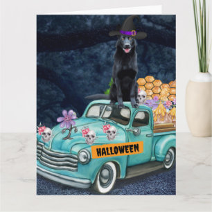 German Shepherd Dog Halloween Truck Scary Night  Card