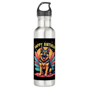 German Shepherd Dog Happy Birthday Party Shep Clot 710 Ml Water Bottle