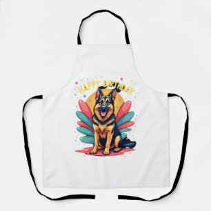 German Shepherd Dog Happy Birthday Party Shep Clot Apron