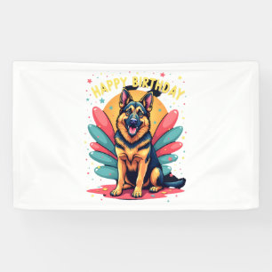 German Shepherd Dog Happy Birthday Party Shep Clot Banner