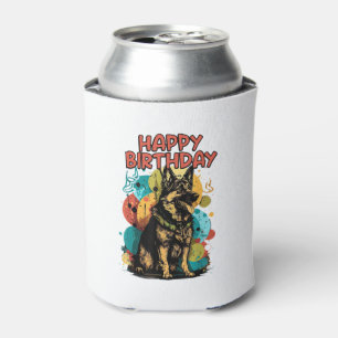 German Shepherd Dog Happy Birthday Party Shep Clot Can Cooler