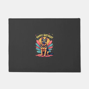 German Shepherd Dog Happy Birthday Party Shep Clot Doormat