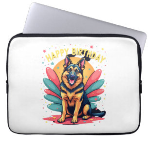 German Shepherd Dog Happy Birthday Party Shep Clot Laptop Sleeve