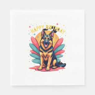 German Shepherd Dog Happy Birthday Party Shep Clot Napkin