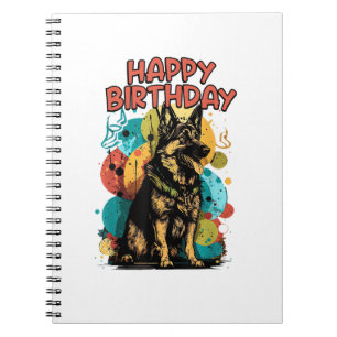 German Shepherd Dog Happy Birthday Party Shep Clot Notebook