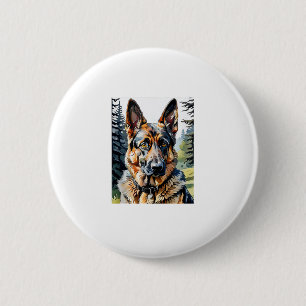 German Shepherd Dog Head Portrait Dog Lover Pet Ow 6 Cm Round Badge