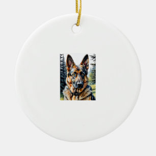 German Shepherd Dog Head Portrait Dog Lover Pet Ow Ceramic Ornament
