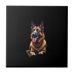 German Shepherd Dog Head Portrait Dog Lover Pet Ow Ceramic Tile