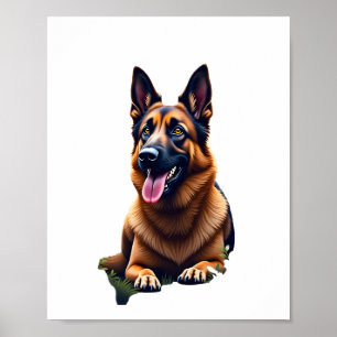 German Shepherd Dog Head Portrait Dog Lover Pet Ow Poster