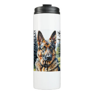German Shepherd Dog Head Portrait Dog Lover Pet Ow Thermal Tumbler