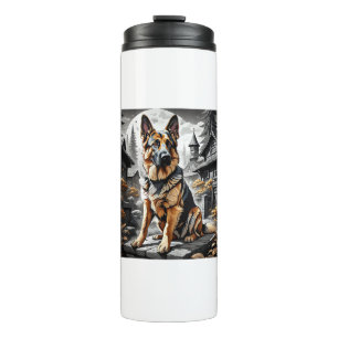 German Shepherd Dog Head Portrait Dog Lover Pet Ow Thermal Tumbler