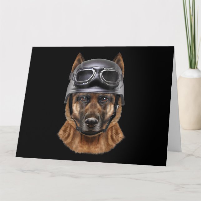 German Shepherd Dog Helmet Gift For Biker In Motor Card (Front)