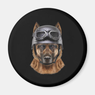 German Shepherd Dog Helmet Gift For Biker In Motor Magnet