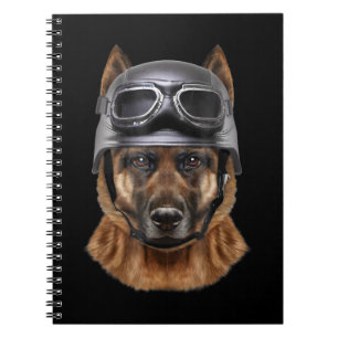 German Shepherd Dog Helmet Gift For Biker In Motor Notebook