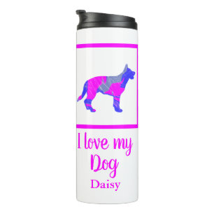 german Shepherd Dog Hot Pink & Blue Silhouette Thermal Tumbler
