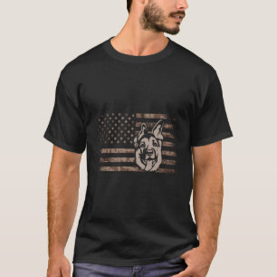German Shepherd Dog In A Us Flag T-Shirt