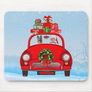 German Shepherd Dog In Car With Santa Claus Mouse Pad