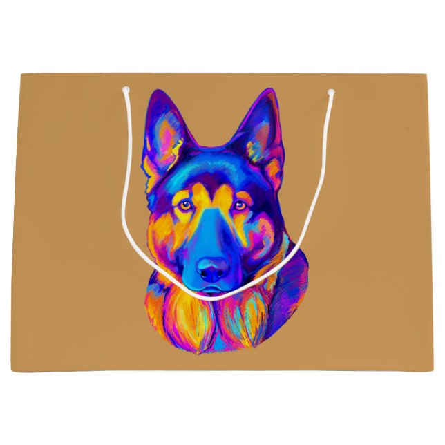 German Shepherd Dog in Colours Large Gift Bag (Front)