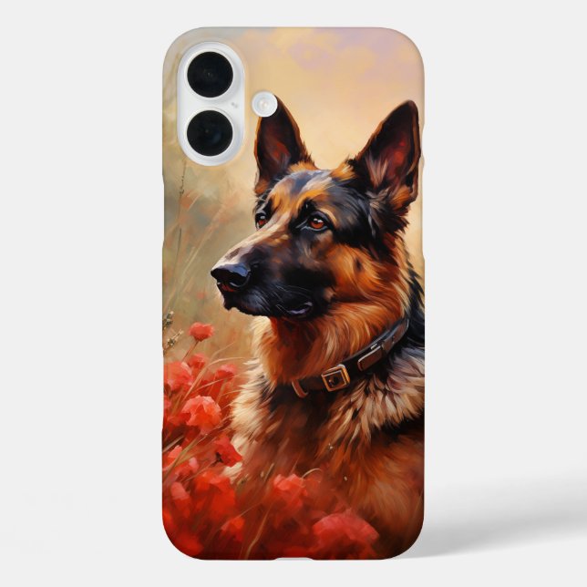 German Shepherd dog in poppies Case-Mate iPhone Case (Back)