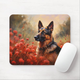 German Shepherd dog in poppies Mouse Pad