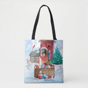 German Shepherd Dog In snow Christmas Dog House Tote Bag