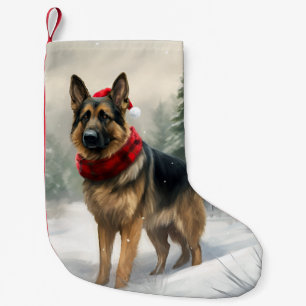 German Shepherd Dog in Snow Christmas Small Christmas Stocking