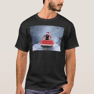 German Shepherd Dog In Snow Sitting In Christmas T T-Shirt