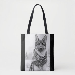 German Shepherd Dog in Snow Tote Bag