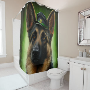German Shepherd Dog in St. Patrick's Day Dress Shower Curtain