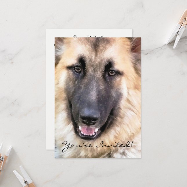 GERMAN SHEPHERD DOG INVITATION (Front/Back In Situ)