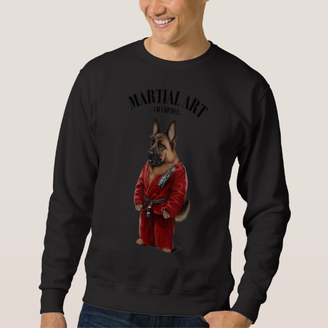 German Shepherd Dog Judo Karate Master In Red Judo Sweatshirt (Front)
