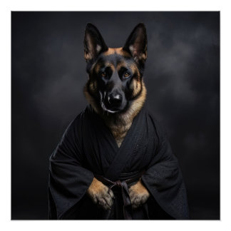 German Shepherd dog, karate, kung fu, martial arts Poster