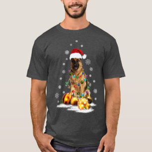 German Shepherd Dog Lights Christmas Matching Fami T-Shirt