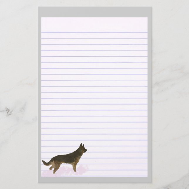 German Shepherd Dog Lined Stationery (Front)