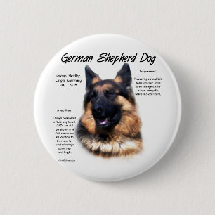 German Shepherd Dog (longhair) History Design 6 Cm Round Badge