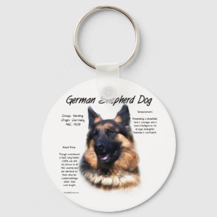 German Shepherd Dog (longhair) History Design Key Ring