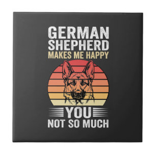 German Shepherd Dog Lover Funny Retro Ceramic Tile