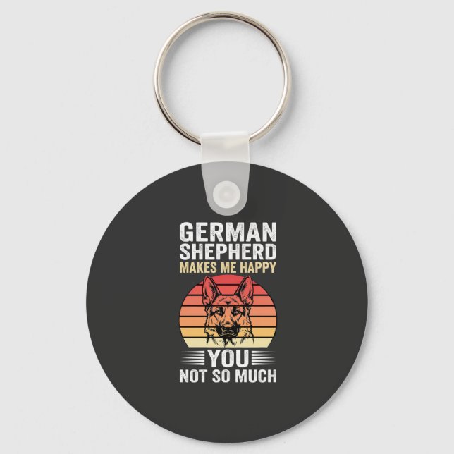 German Shepherd Dog Lover Funny Retro Key Ring (Front)